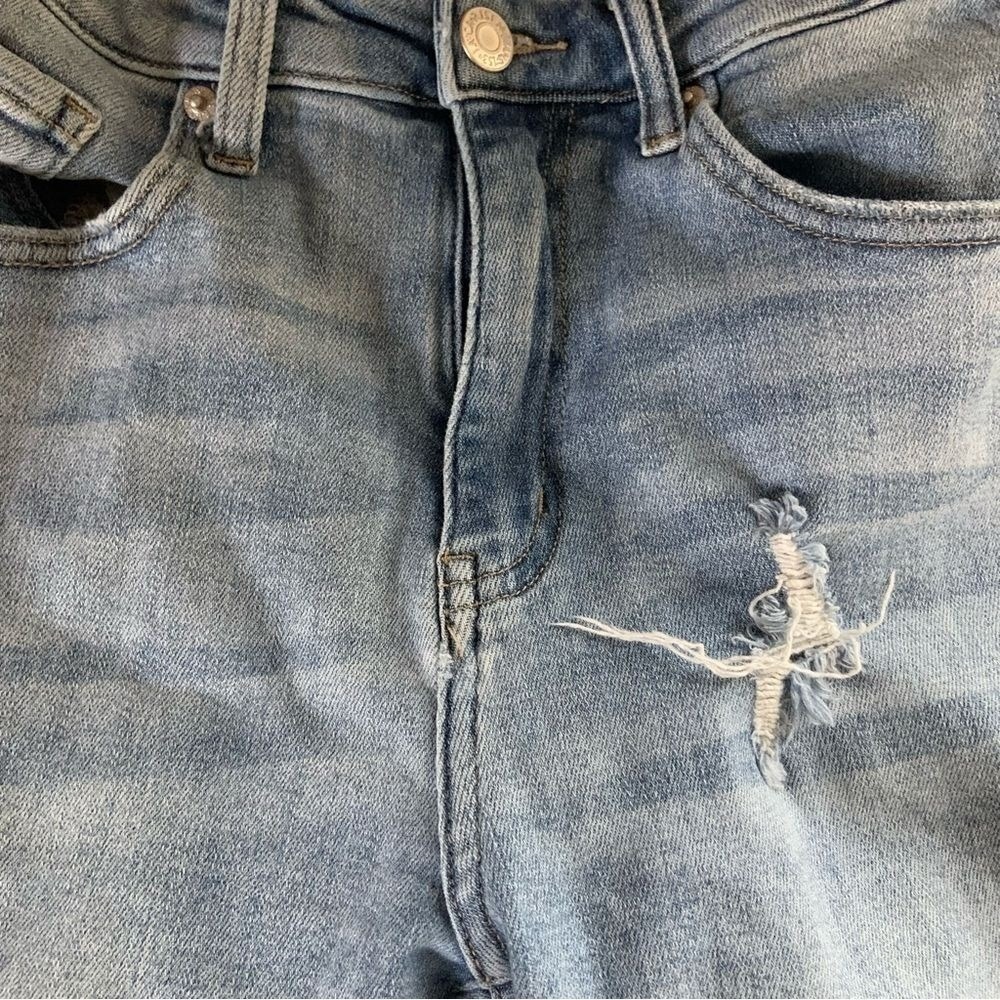 RISEN JEANS High Rise Distressed Raw Hem Straight Leg Jeans Size 5 / 27 - Picture 9 of 16